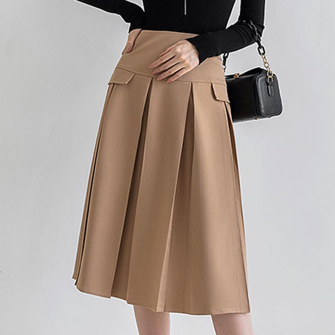 Brief high waist pinch pleats a-line skirts
