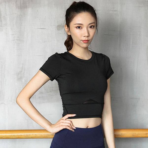Quick-dry mesh cropped active tops