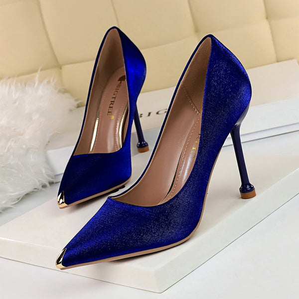 Classic satin pointed high heels