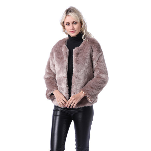 Winter fluffy rabbit faux fur coats