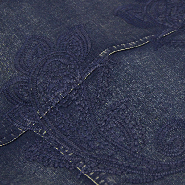 Embroidered asymmetric slim denim jackets