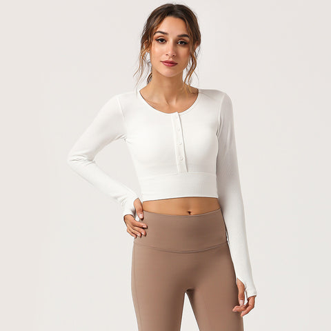 Crew neck cropped sport tops