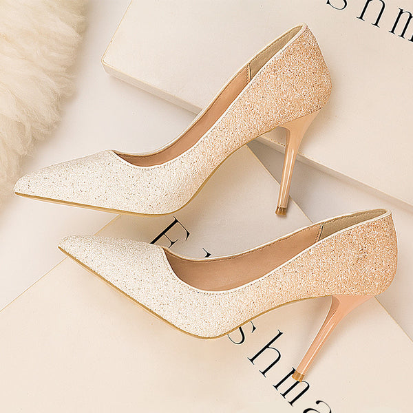 Gradient sequin low-fronted high heels