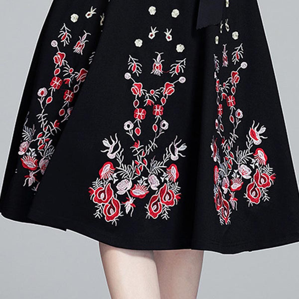 Embroidered bowknot a-line dresses