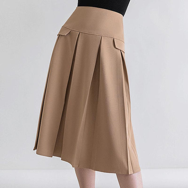 Brief high waist pinch pleats a-line skirts