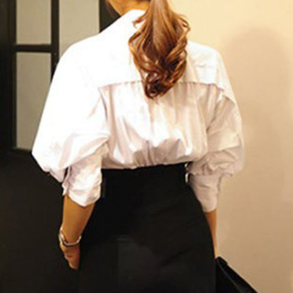 Long sleeve shirt belted straight pant suits