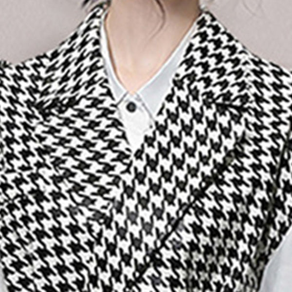 Houndstooth color vests & white tee dresses