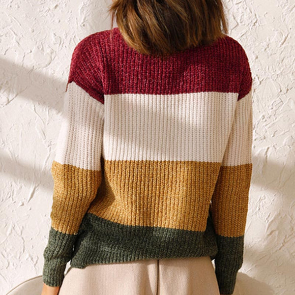 Color hit turtle neck long sleeve sweaters