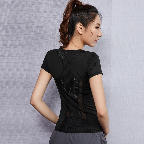 Breathable stretch mesh active tops