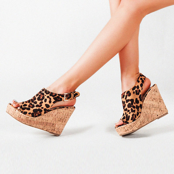 Women's Leopard Summer Casual Wedge Sandals
