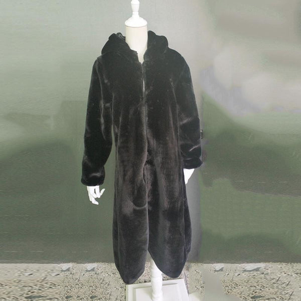 Hooded long teddy bear coats