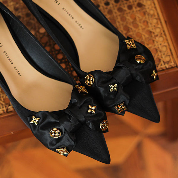 Low fronted bow tie diamante embellishment pointed heels