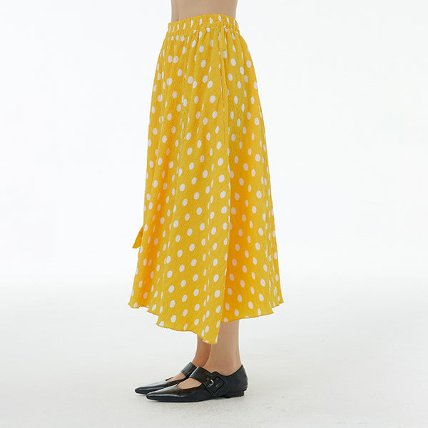 Casual dot print bowknot midi skirts