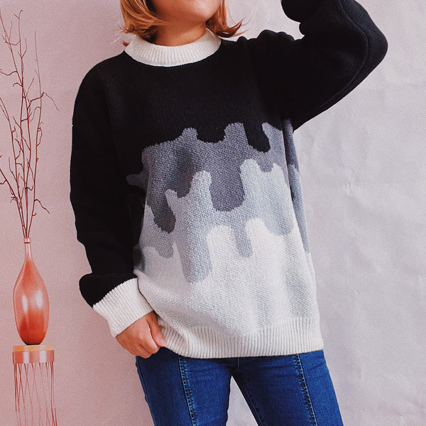 Casual gradient long sleeve pullover sweaters