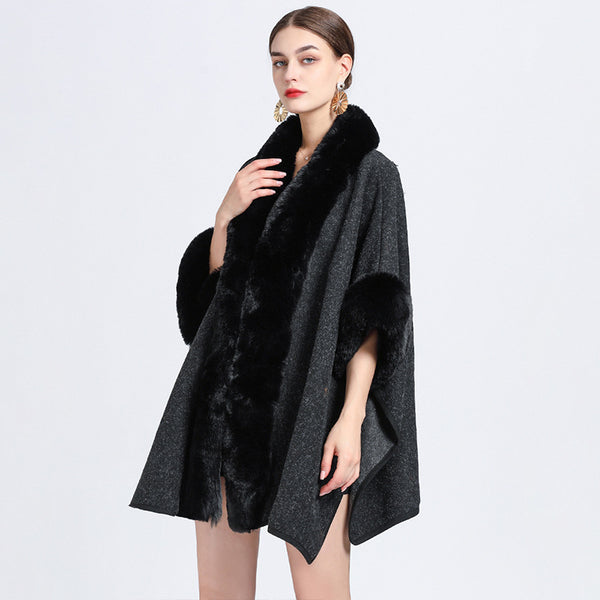 Fur collar patch shawl cloak coats