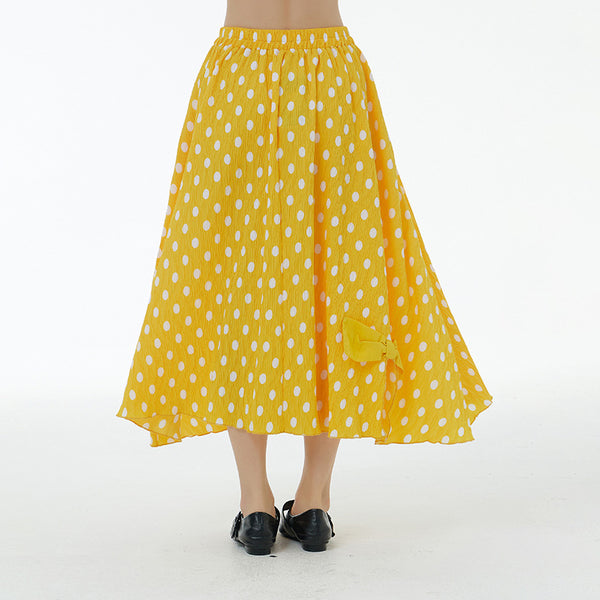 Casual dot print bowknot midi skirts