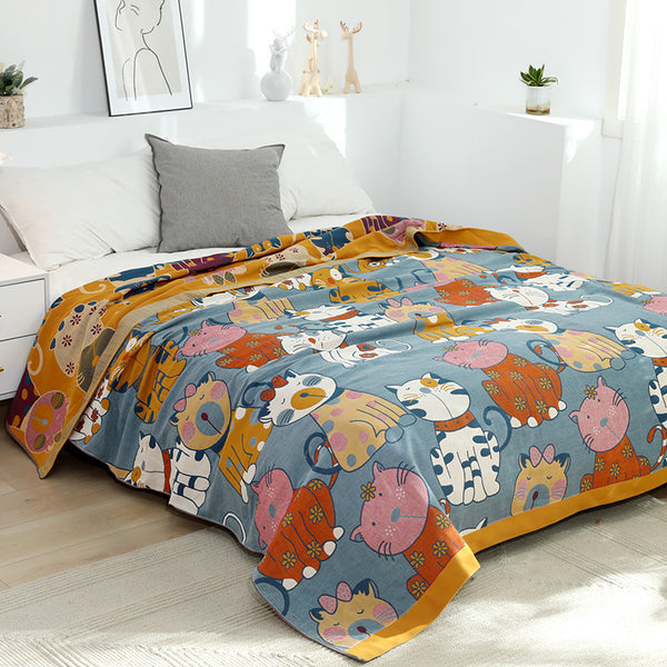 Cartoon cotton five layers summer blankets towel quilts