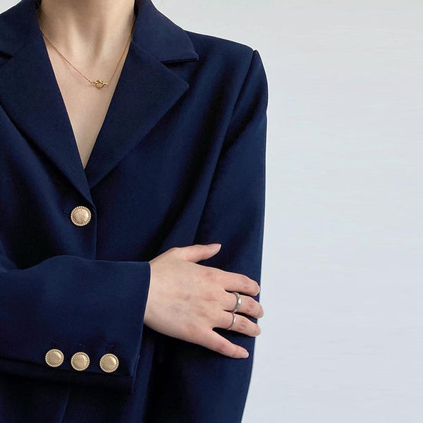 Chic solid lapel long sleeve blazers