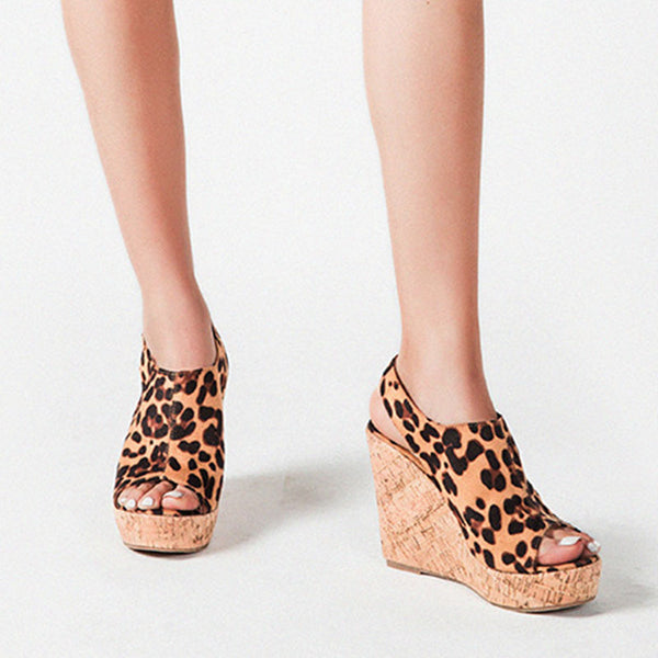 Women's Leopard Summer Casual Wedge Sandals