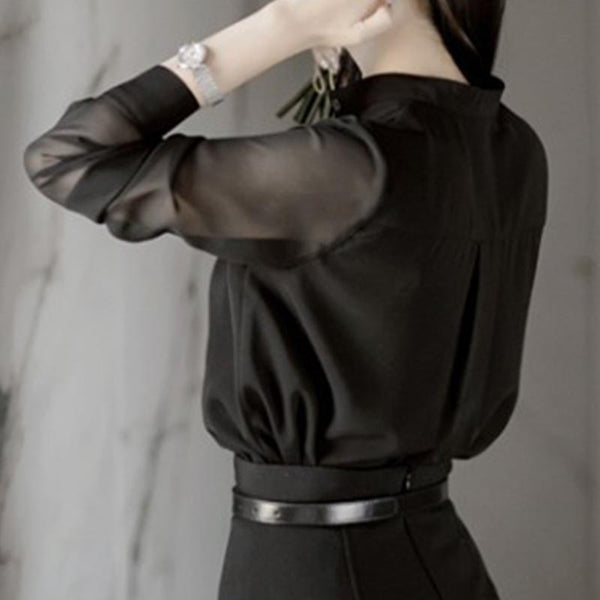 Black transparent chiffon blouse