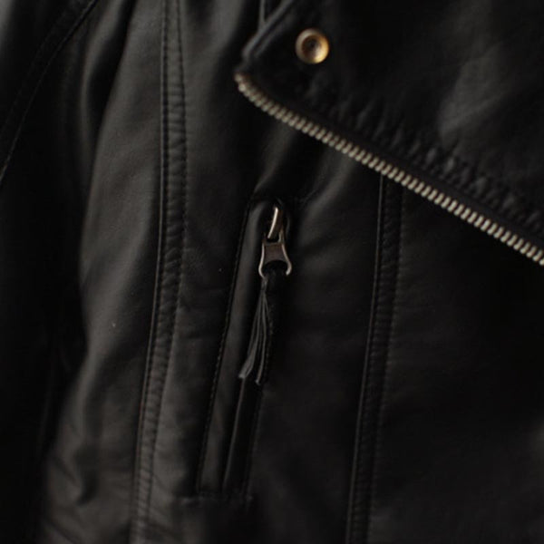 Stand collar cropped biker jackets