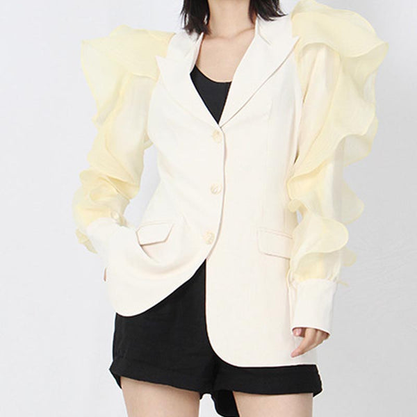 Chic patchwork single breasted long sleeve blazers