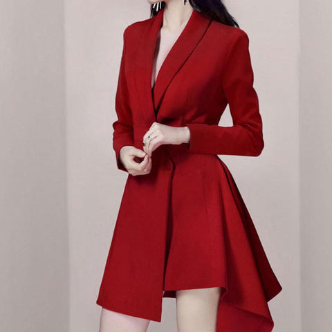 Stylish irregular lapel blazer dresses