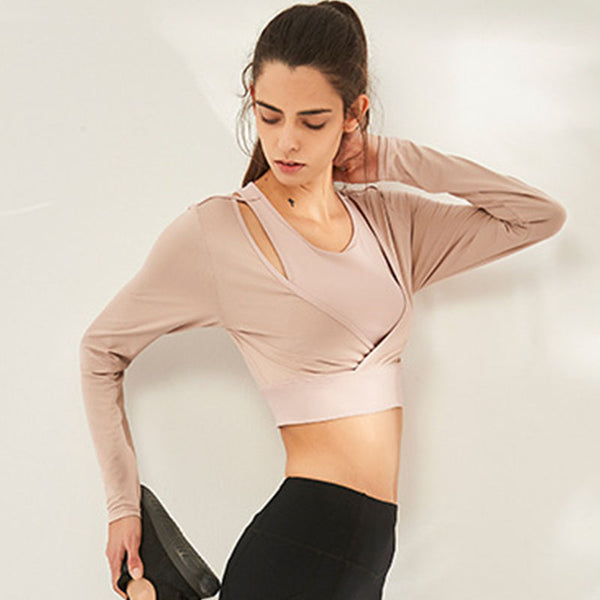 Solid long sleeve breathable cover-up active tops