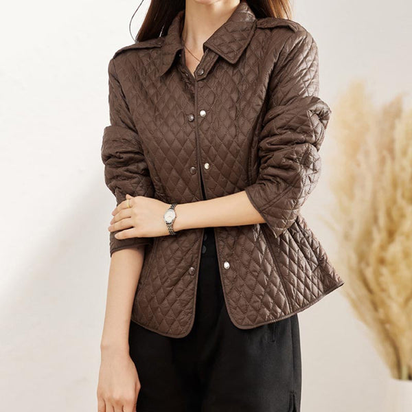 Casual solid lapel long sleeve quilted coats