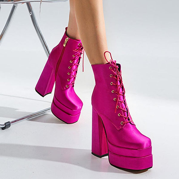 Chic thick sole zipper chunky high heels boots