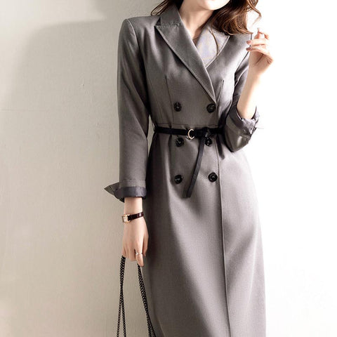 Elegant solid lapel long sleeve blazer dresses