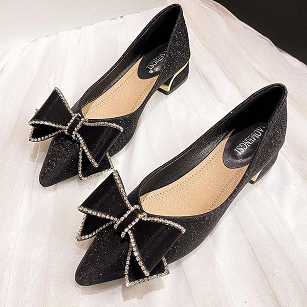Women's bowknot pointed toe flats shoes