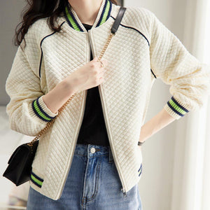 Chic color hit long sleeve zipper up jackets