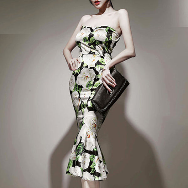 Fashion pullover print slim tube dresses