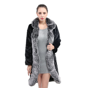 Black patchwork faux fur coats