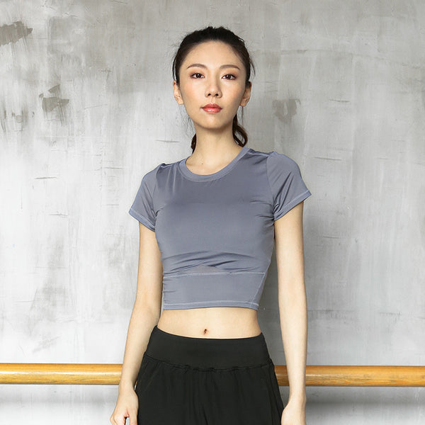 Quick-dry mesh cropped active tops