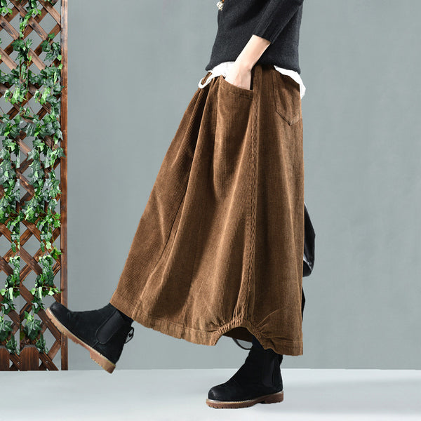 Solid corduroy pocket bud skirts
