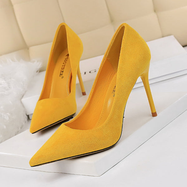 Pointed toe suede stiletto heel shoes