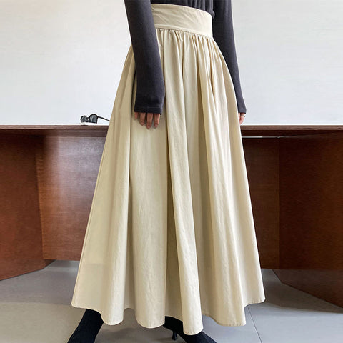 High waist pleated long skirts