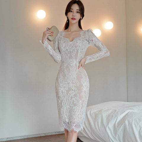 Lace perspective bodycon dresses