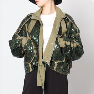 Fashion turn-down collar sequin coats
