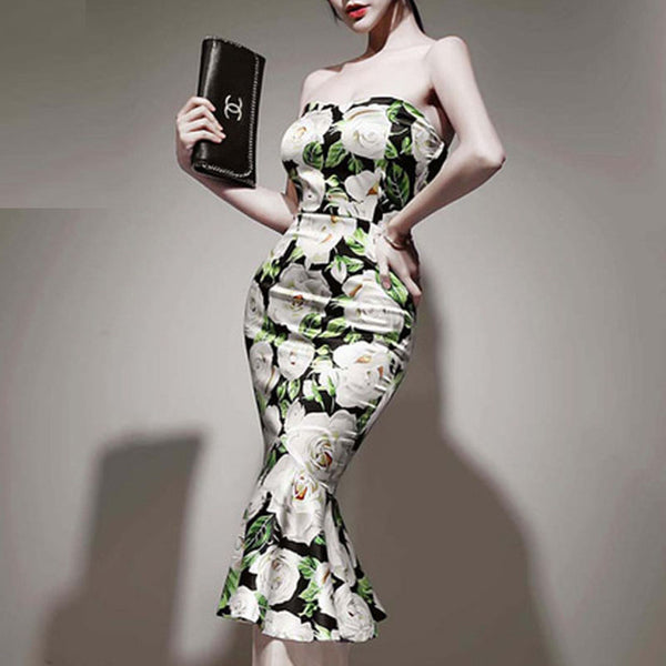 Fashion pullover print slim tube dresses