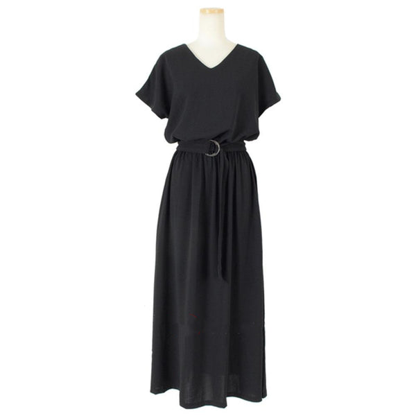V-neck short sleeve black maxi dresses