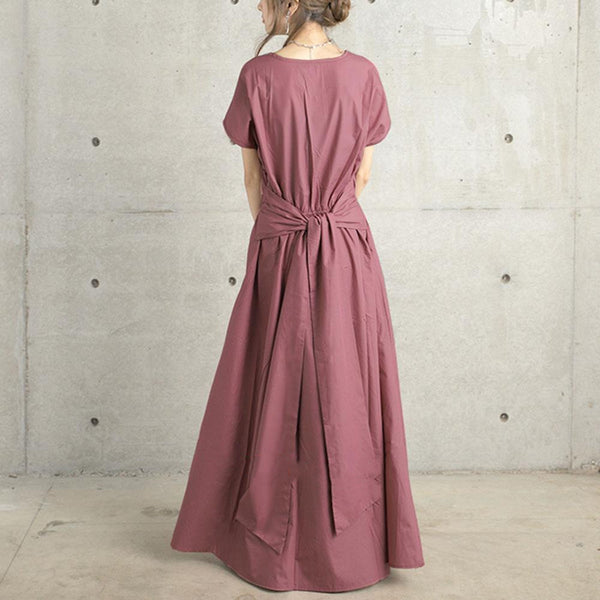 Brief raglan sleeve bowknot maxi dresses