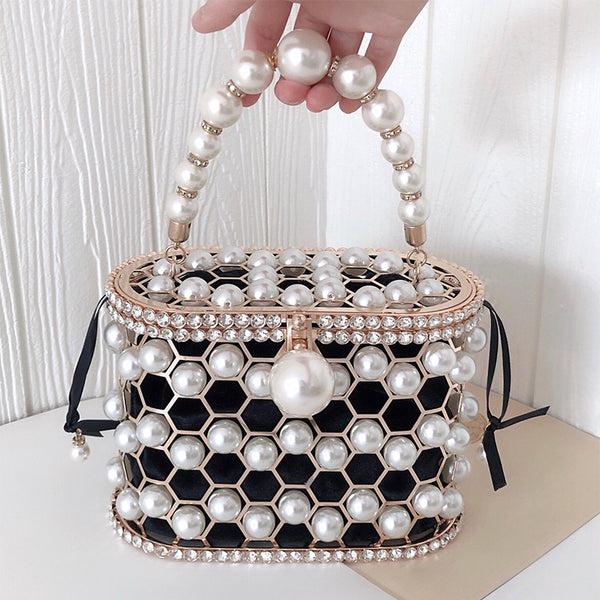 Handbag for Women White Pearl Decoration Evening Bags