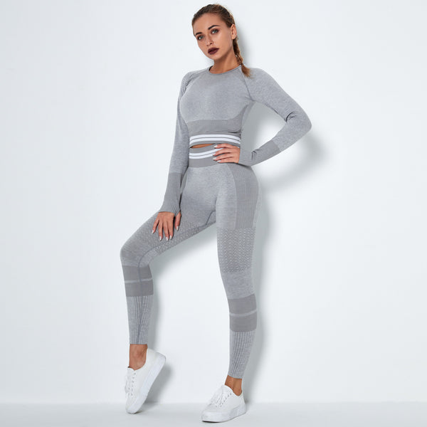 Two piece crew neck active suits