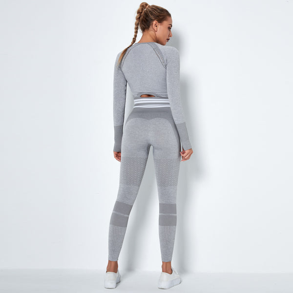 Two piece crew neck active suits