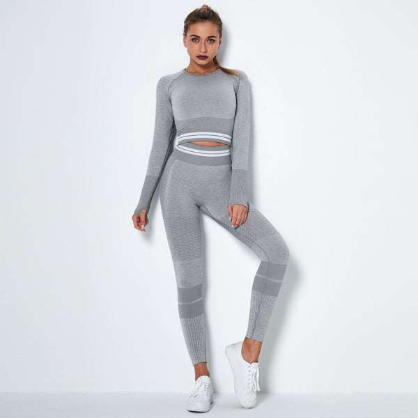 Two piece crew neck active suits