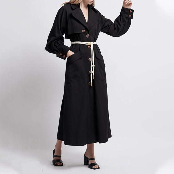 Brief solid single breasted belted trench coats