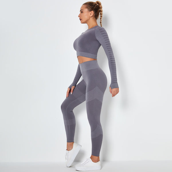 Striped long sleeve active suits